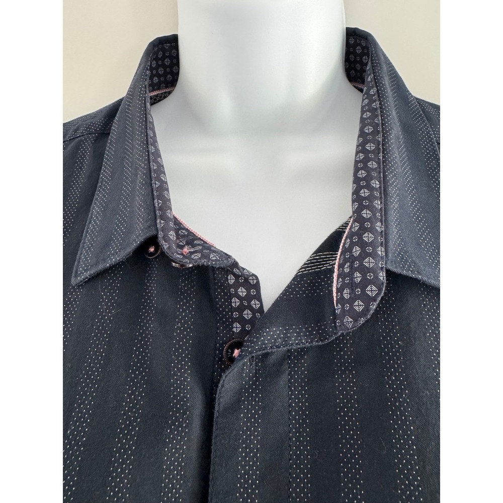 Ted Baker London Mens Navy Blue Stripe Short Sleeve Button Up Shirt Size XL - Picture 3 of 10